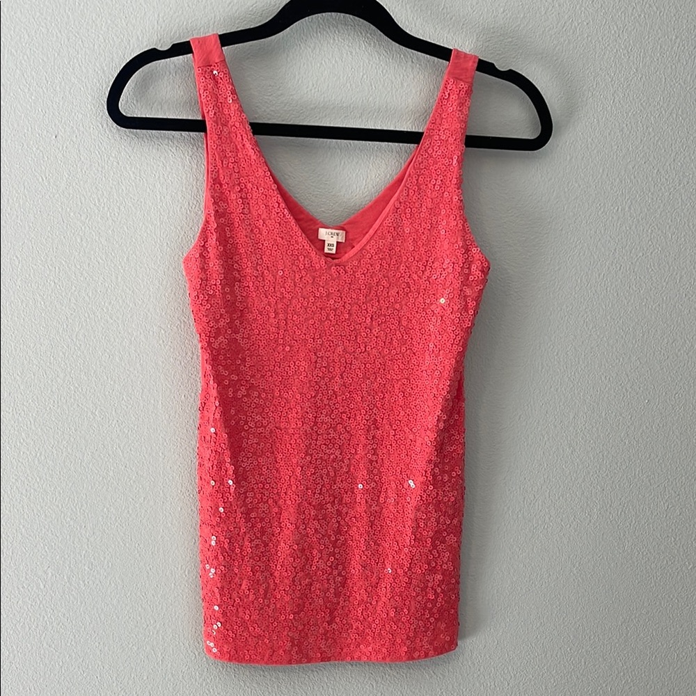 J. Crew Sequin Coral Sleeveless Top XXS